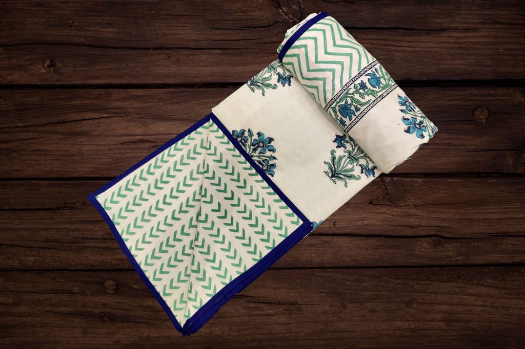 Cotton Blanket - Single Dohar ( 60 x 90 Inches) Dark Blue Bouquet view 2
