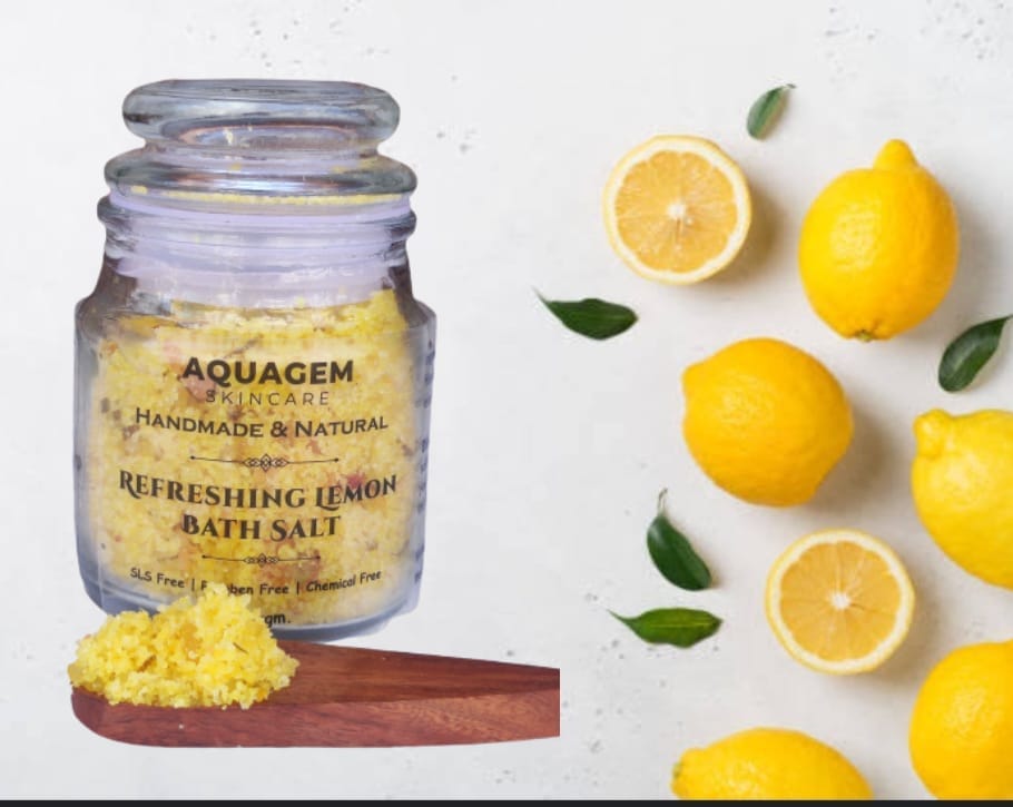 "Refreshing Lemon Bath Salt - Handmade & Natural - SLS Free - Paraben Free - Chemical Free"