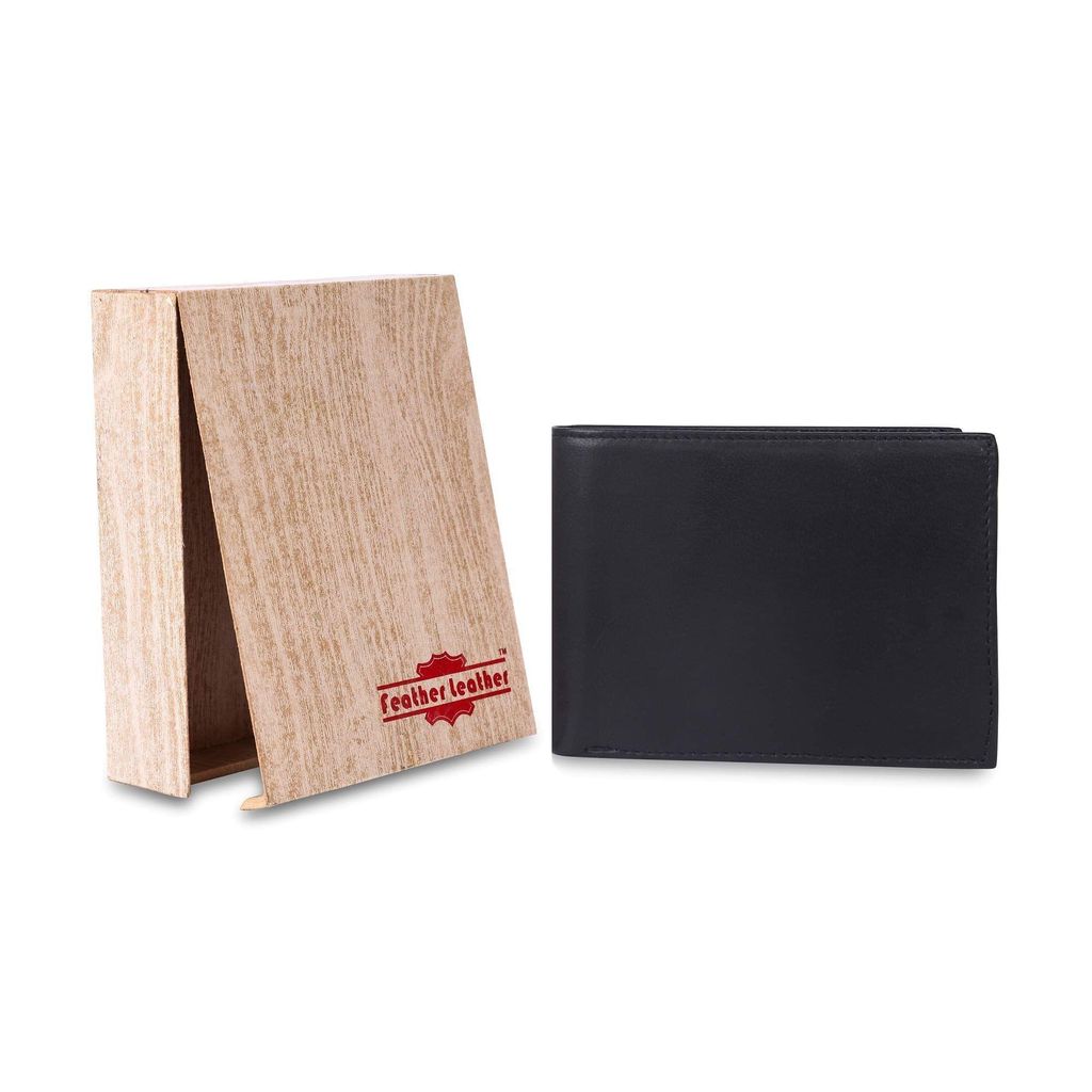 Feather Leather Men's Wallet (Black)