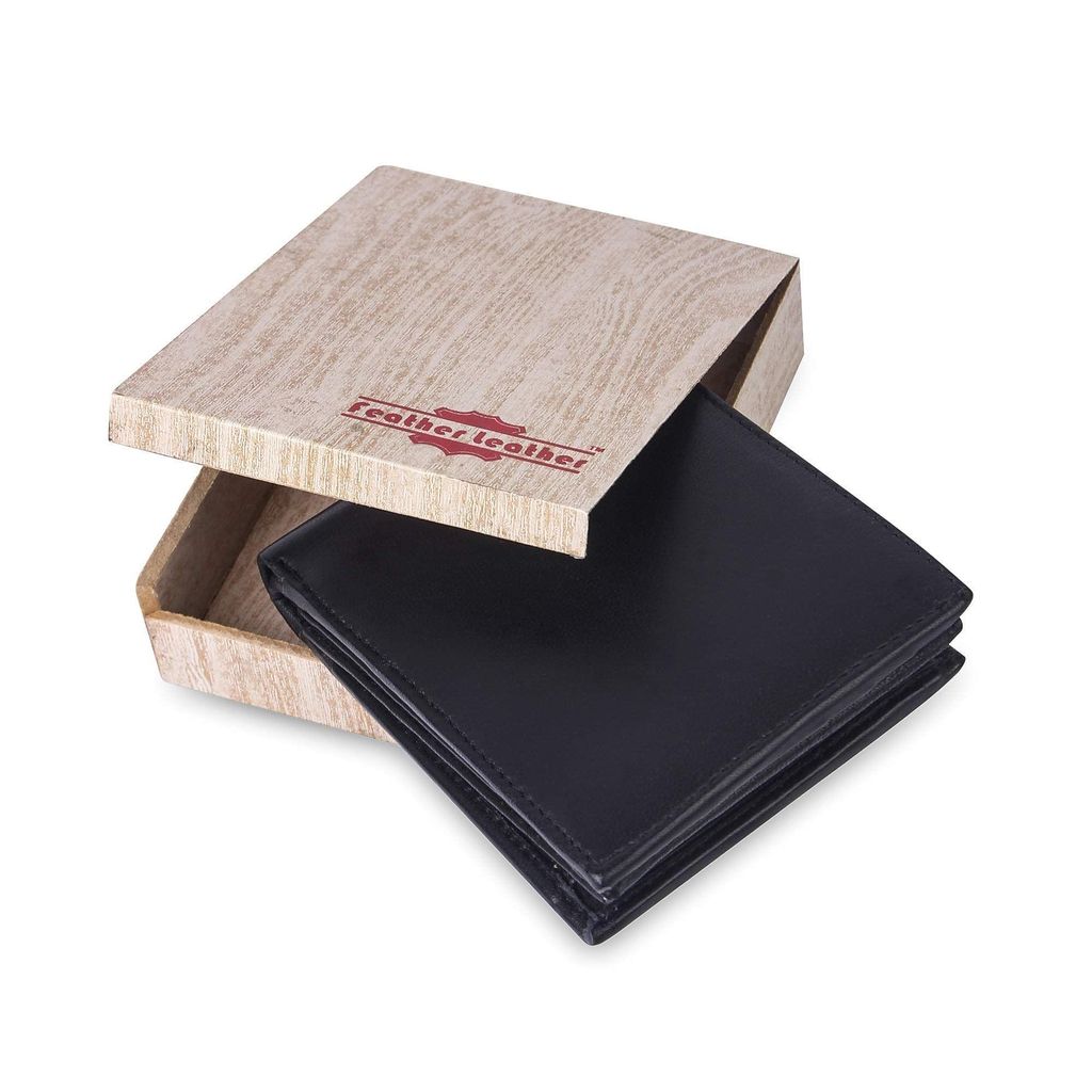 Feather Leather Men's Wallet (Black) view 2