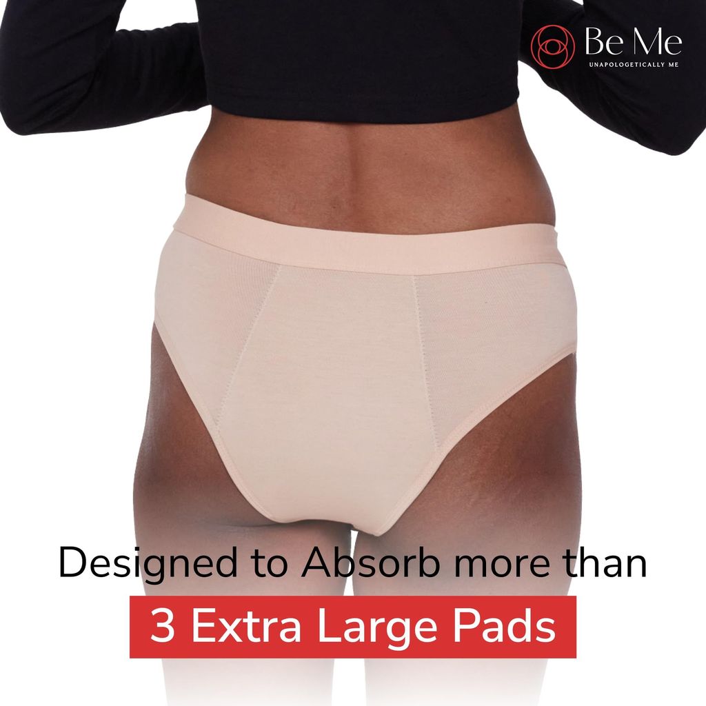 Be Me Period Panties for Women|Pack of 1|Mid Brief|Strong Leak Protection, Durable Design Underwear|Oeko-TEX, FDA Approved|Holds More Than 3 XL Pads view 2