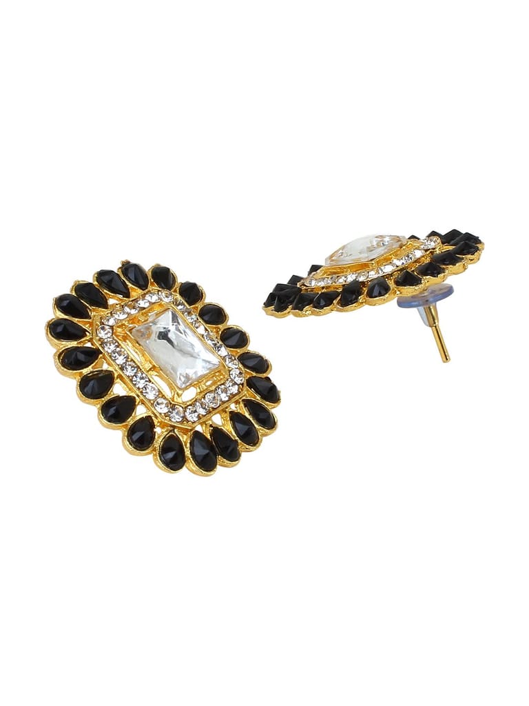 Cardinal Black Color Multistring Onyx Brass Kundan Choker Necklace Set view 2