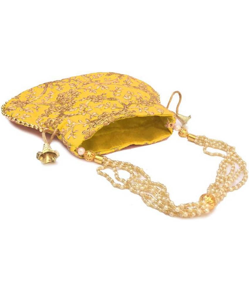 Apratim Yellow Silk Potli view 2