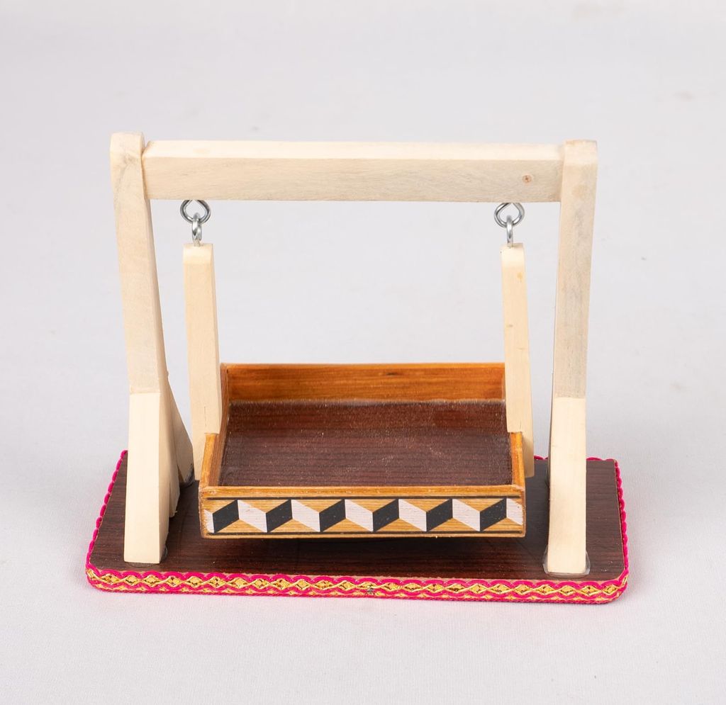 Wooden Handcrafted Jhula/Swing for Laddu Gopal/Krishna/Home Decor view 2