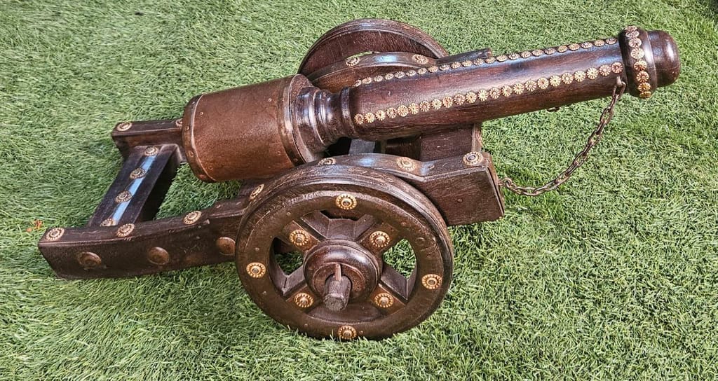 Wooden Handmade Cannon for Home & Farm House Decoration (Size 68X38X30 cm) view 2