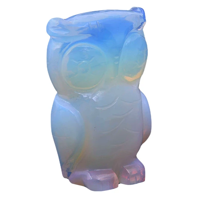 Opalite Crystal Owl, Fengshui, Good Luck Symbol of Wisdom and Protection from Evil, Statue, Laxmi Vahana(KI_087) by Krishna Impex view 2