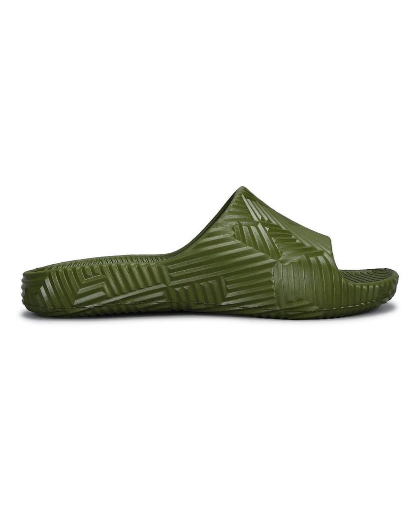 Paragon EVK10924G Men's Waterproof Olive Sliders with Comfortable Anti-Skid Sole view 2
