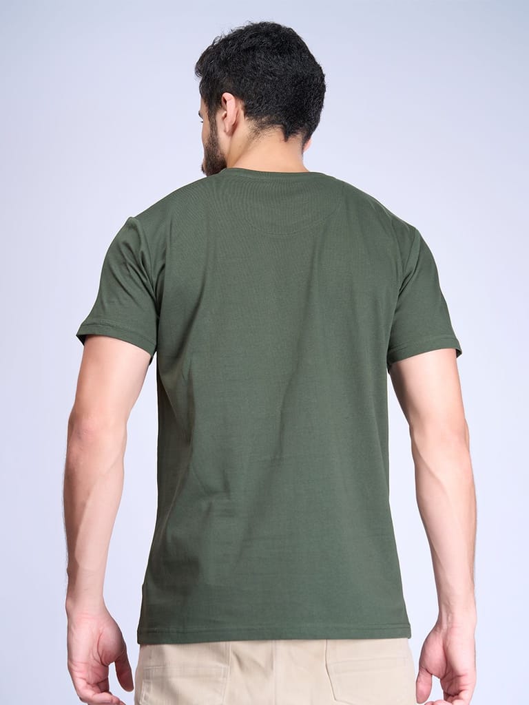 Mens 100% Cotton Hunter Green Half Sleeves Expert Tee - ET5 view 2