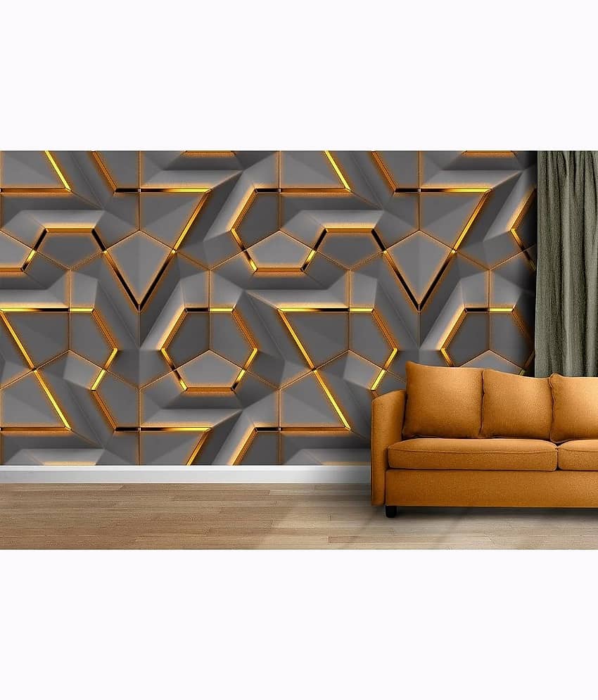 Sekhmet Geometric Grey Melange Wallpaper (45 x 500) cm (Pack of 1) view 2
