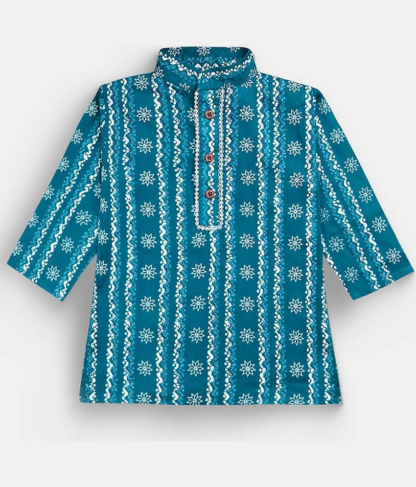 mustmom Boys Cotton Abstract - Pattern Dhoti Kurta Set ( Blue , Pack of 1 ) view 2