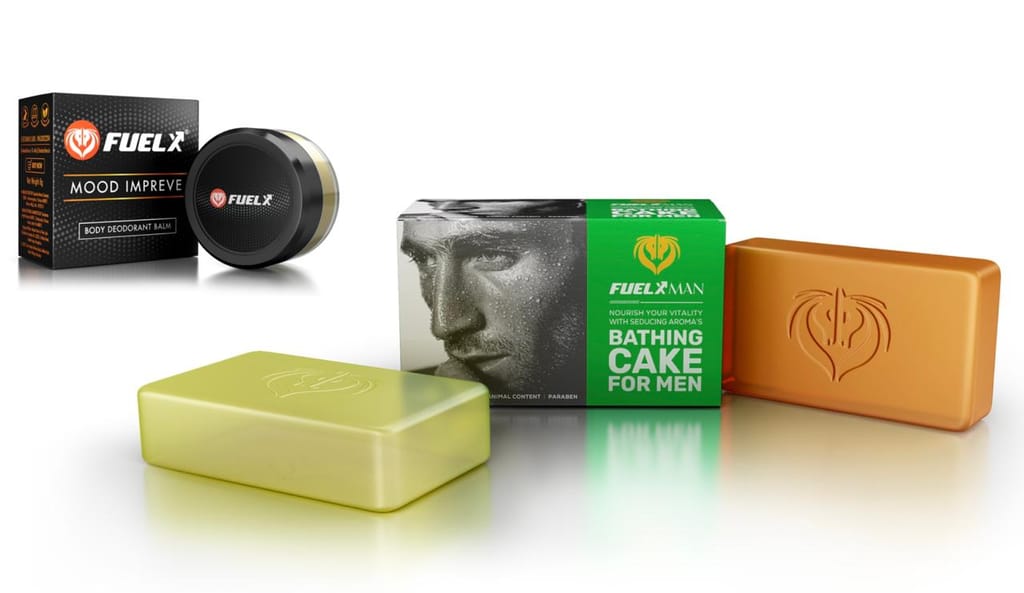 FuelX Man Bathing Cake Combo | 2 Bathing Bars + Complimentary Mood Improve Balm | Shea Butter, Coconut Oil, Geranium & Citronella | Sulphate-Free, Paraben-Free | 100g x 2 + Balm view 2