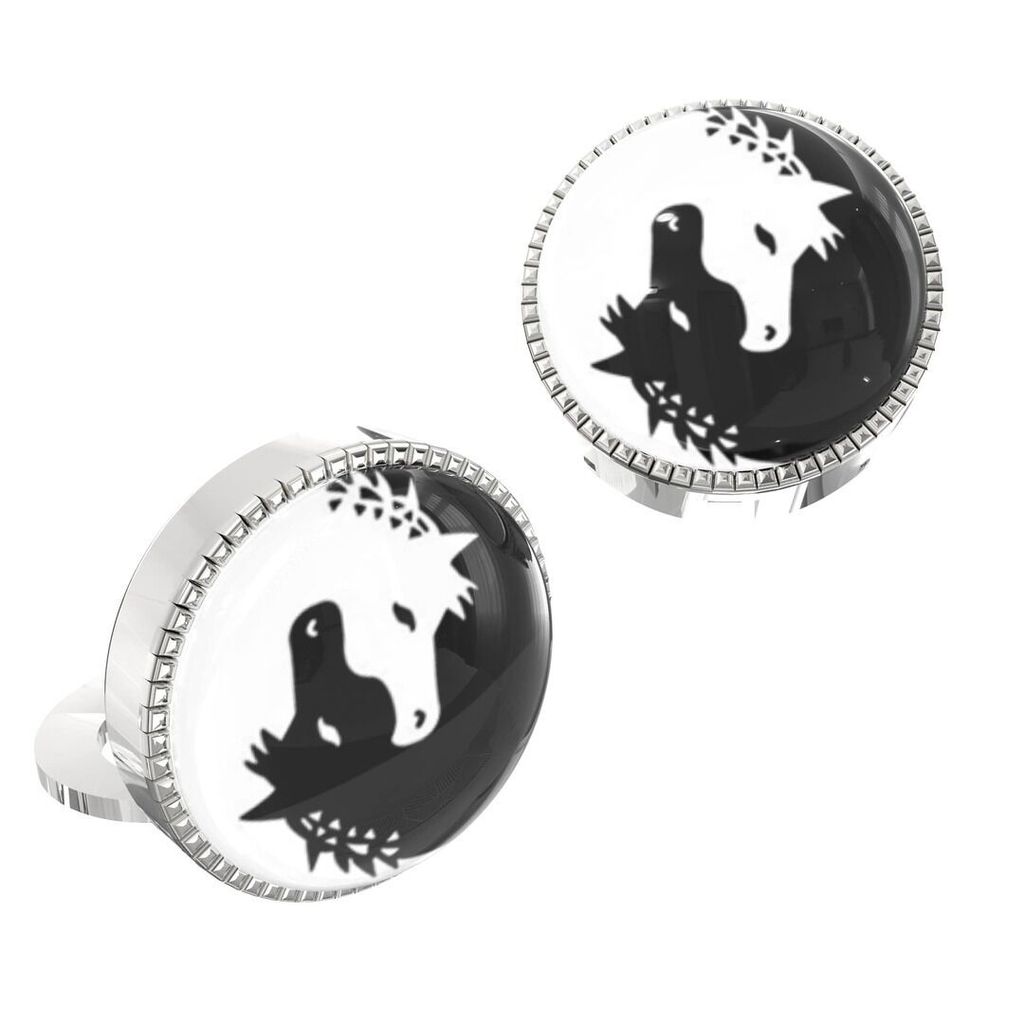 The Smart Buttons - Shirt Button Cover Cufflinks for Men - 2 Horses Of Ying & Yang Design Pattern view 2