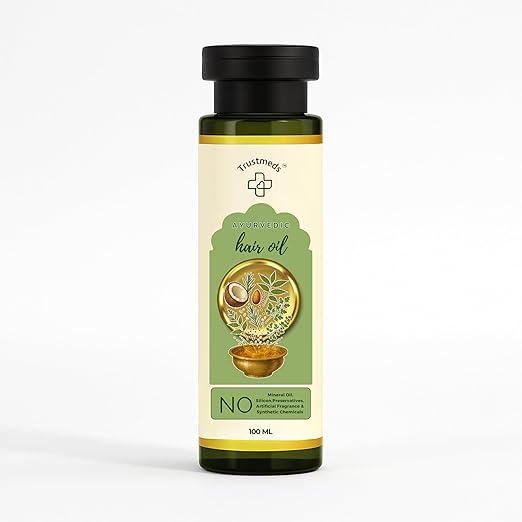 Trustmeds Ayurvedic Hair Oil, No Mineral Oil, Silicone, Preservatives, Artificial Fragrance & Synthetic Chemicals, 100 ML
