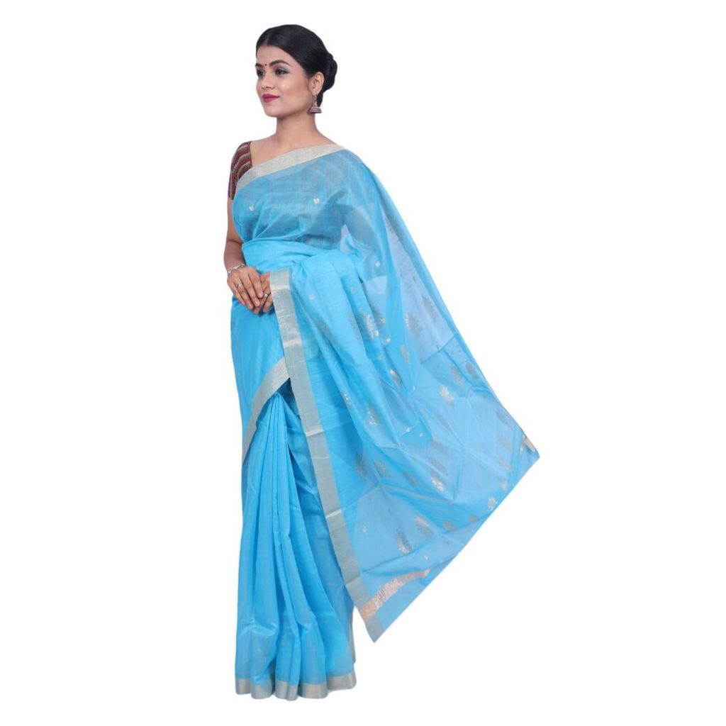 HANDLOOM CHANDERI SAREE- MERCERISED(COTTON+SILK MIX) WITH BLOUSE (SKU - 1SC105080621 SAREE- 78) view 2