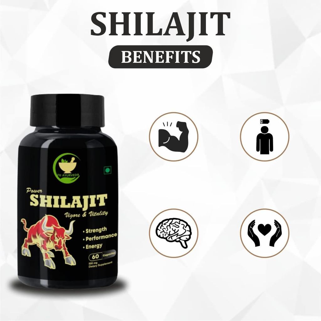 FIJ AYURVEDA Pure Shilajit/Shilajeet Resin 20Gm | Shudh Shilajit | with Power Shilajit Extract � 60 Capsules (Combo Pack) view 2