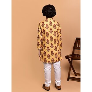 PrintCultr Boys Festive & Party Kurta and Pyjama Set (Yellow) view 2