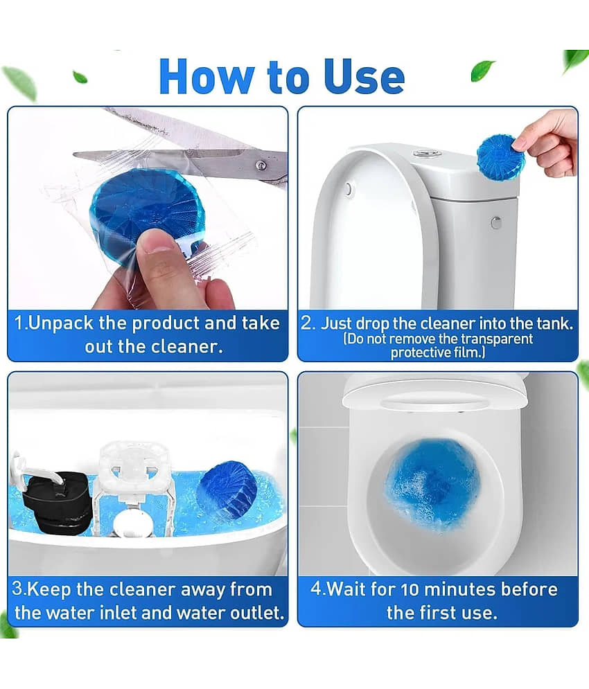 Radhe Creation (Pack 1 - 10pc) Automatic Toilet Bowl Cleaner Tablets Bathroom Toilet Tank Cleaner Blue Clean Bubbles,Strong Detergent Ability,Long lasting 300 brushes,Mild Fresh Pine Scent(10 Pack)05:45 PM view 2