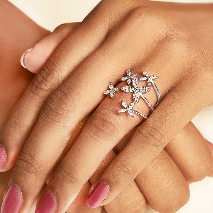 Silver Petal Heaven Ring view 2