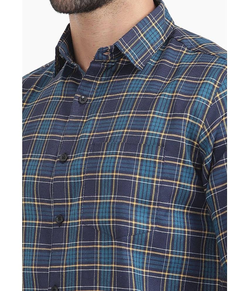 TrendiVastra Cotton Blend Slim Fit Checks Full Sleeves Men's Casual Shirt - Multicolor ( Pack of 1 ) view 2
