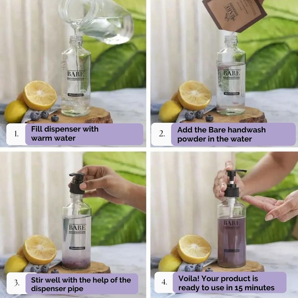 Bare Necessities Powder to Liquid Handwash Soap| Plant-Based Non-toxic | 1 Packet makes 250 ML view 2