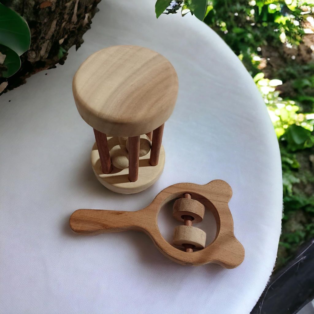 Neem Wooden Tumbler & Mickey Head - for Sensory Development - 0 to 3 Year Kids view 2