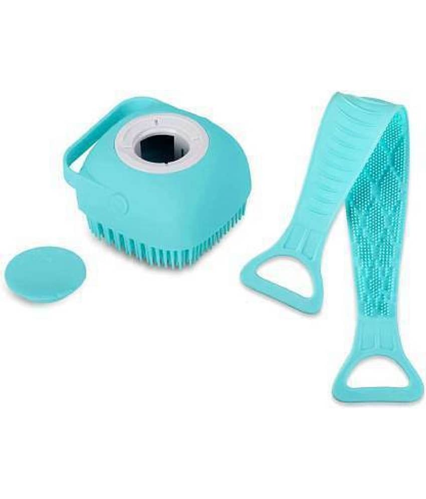 DREAMWORLD 2 Pcs Combo Silicone Soft Bath Body Brush with Shampoo Dispenser Back Brush Ultra Scrubber Deep Cleaning Gentle Massage SMART Kids Men Women use in Shower Scrub