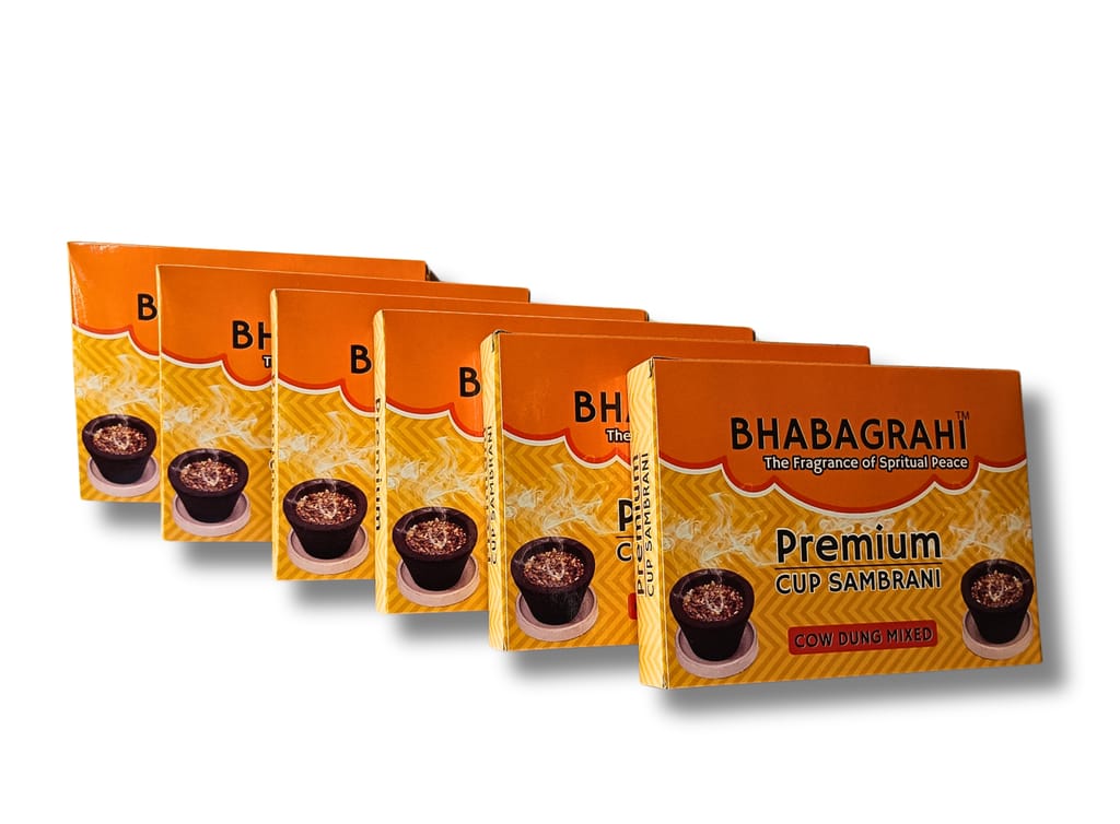 Bhabagrahi Premium Sambrani Cups | Pure Guggul, Loban & Cow Dung Mix | Puja & Meditation Aroma with Burning Plate (72 Cups, Set of 6 Boxes) view 2