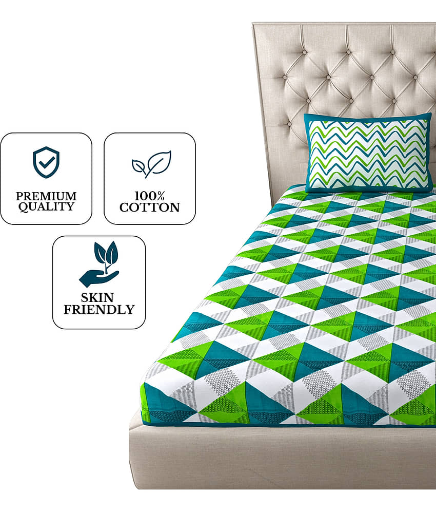 COZYKO Cotton 1 Double Bedsheet with 2 Pillow Covers ( Multicolor ) view 2