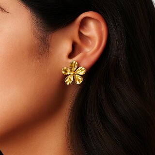 18k Gold Plated Flower Anti Tarnish Earring view 2