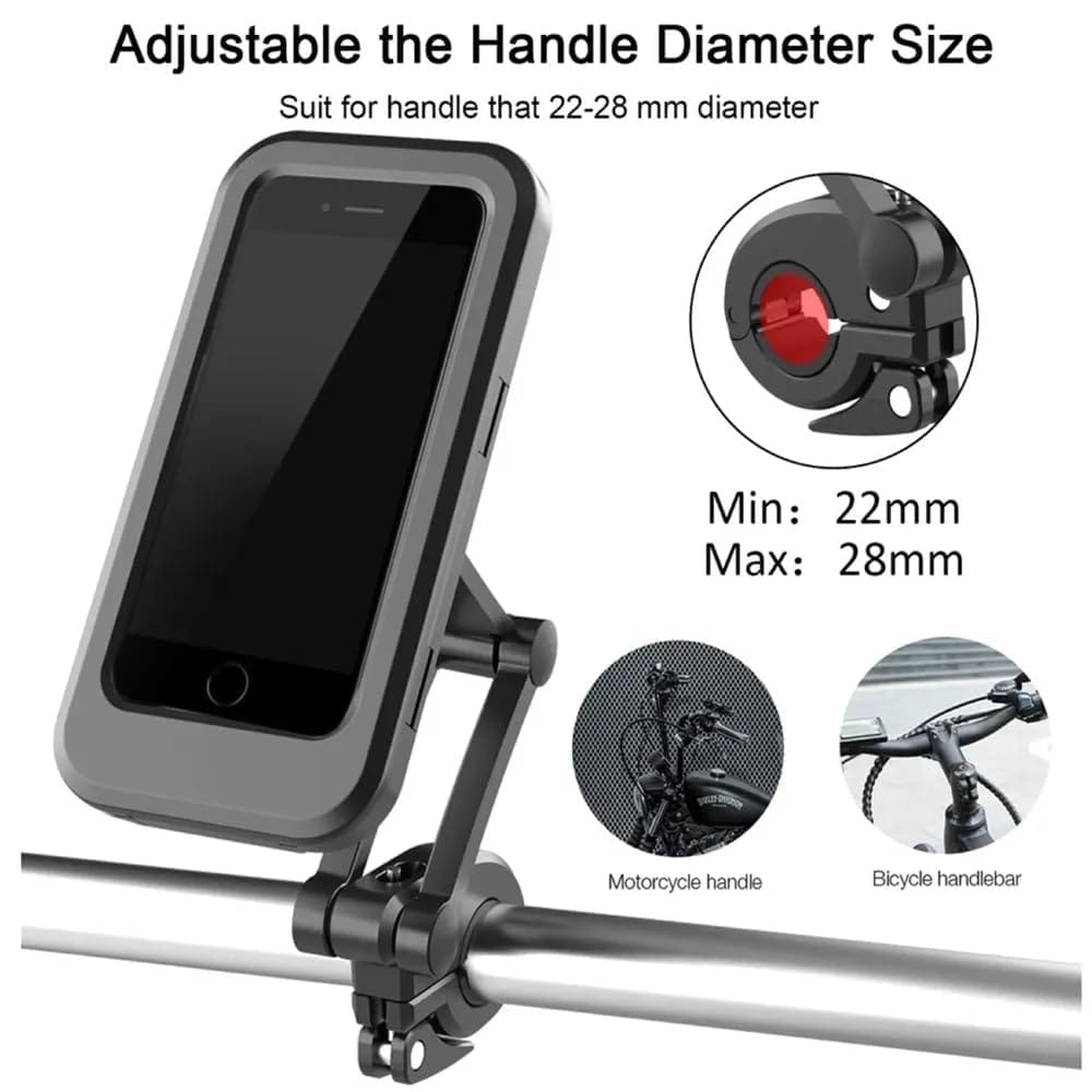 Waterproof Bike Phone Mount with 360 Rotation & Touch Screen | Universal Bicycle & Motorcycle Handlebar Holder for 47.6 Inch Phones | Shockproof, Tool-Free Install, Charge Access | (Random Colour) (Pack of 1) view 2