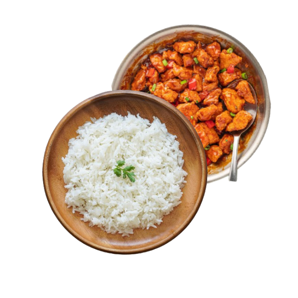 Chicken Manchurian Gravy With Rice Meal