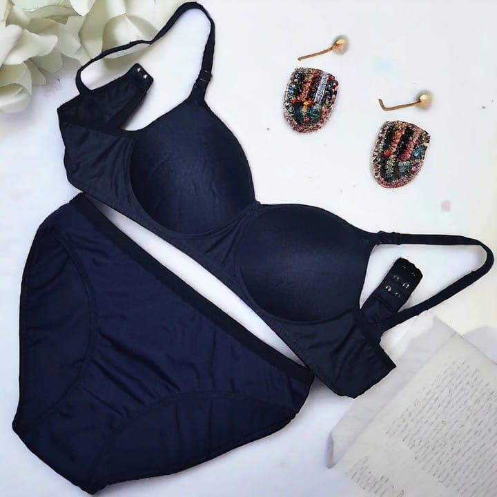 SVAHA Women’s Solid Light Padded Hosiery Bra & Panty Set Pack of 3 | Soft Stretch Lingerie Combo | Everyday Comfortable Innerwear | Sizes 28–40 | view 2