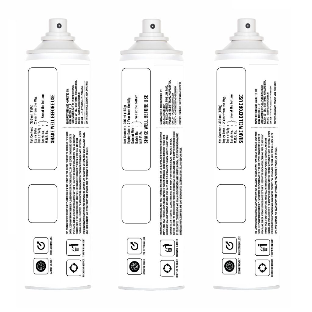 Aura Aerosols Air Freshener 300ml (Pack of 3) - Rose, Jasmine & Chandan view 2