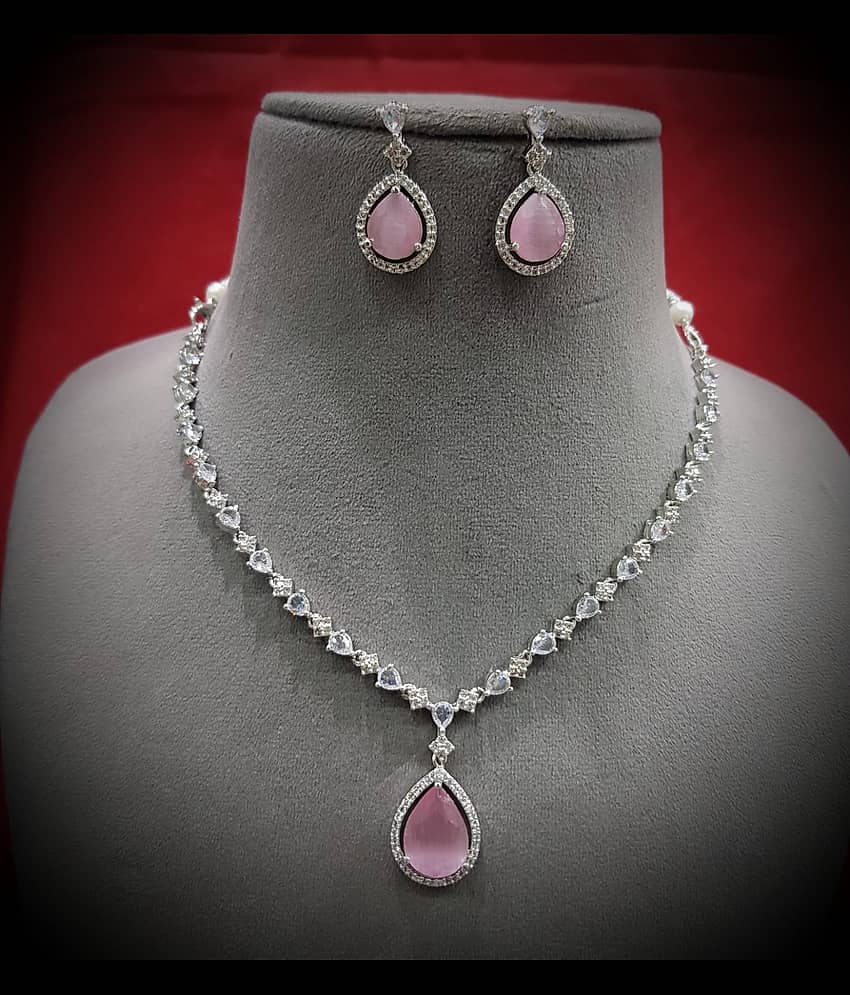 Ladymania Pink Alloy Necklace Set ( Pack of 1 )