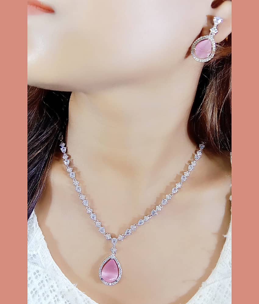 Ladymania Pink Alloy Necklace Set ( Pack of 1 ) view 2