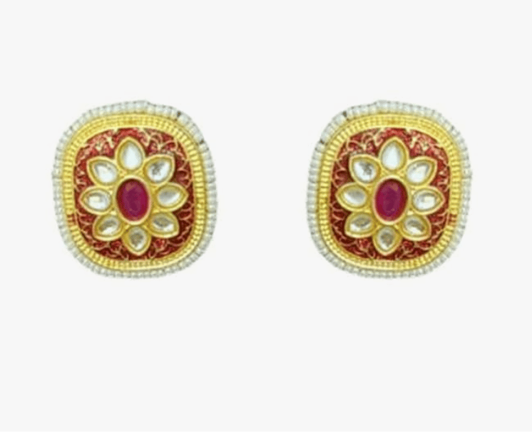 ARyee Gold Plated White Moti Beaded Floral Kundan Choker Necklace Set for Women view 2