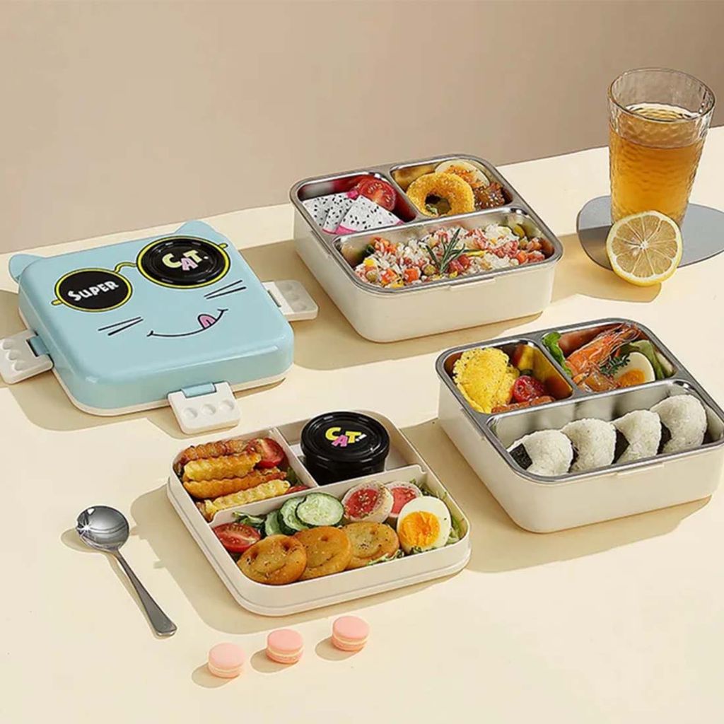 Cat Lunch Box | Cartoon Cat Lunch Box | Cat Lunch Box Amazon | Cat Lunch Kit | Cat Print Lunch Box | Cute Cat Lunch Box | Insulated Lunch Box view 2
