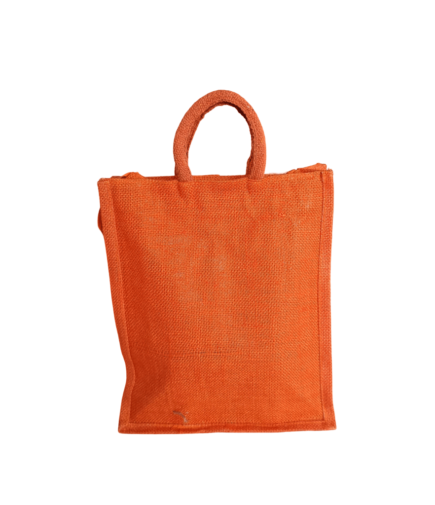 Orange Jute Bag with Decorative Pattern view 2
