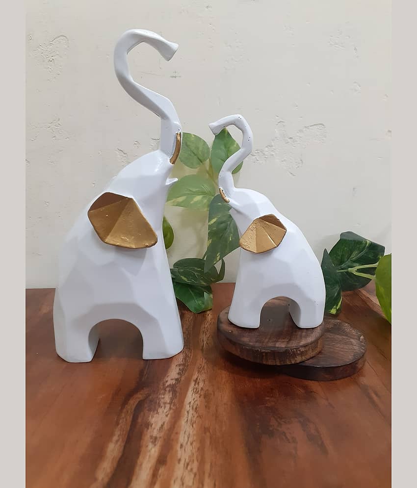 AFTERSTITCH white elephant set of 2 idol statue foe home office table decor Animal Showpiece 20 cm