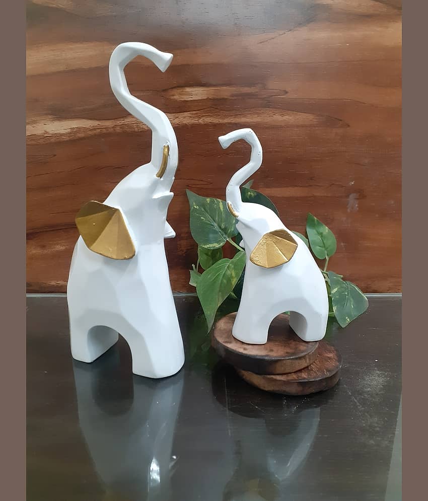 AFTERSTITCH white elephant set of 2 idol statue foe home office table decor Animal Showpiece 20 cm view 2