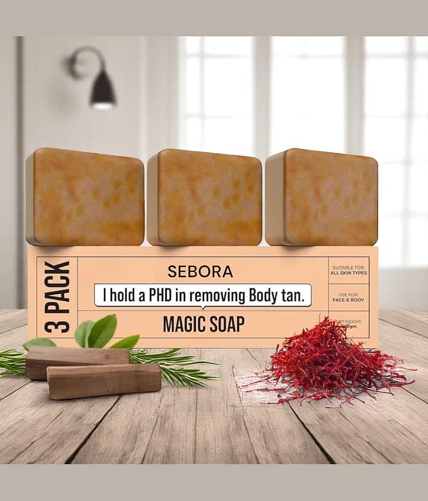 Sebora Skin Whitening Saffron & Sandalwood Magic Ghar Soap Soap for All Skin Type ( Pack of 3 )