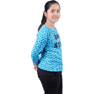 Kid Kupboard Cotton Girls T-Shirt, Blue, Full-Sleeves, 11-12 Years KIDS8270 view 2