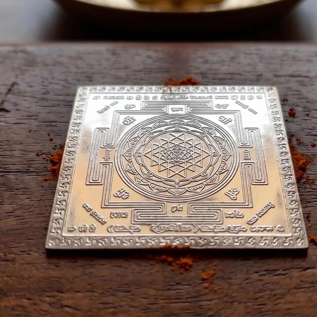 Pure Silver Shree Yantra Plate for Pooja | Laxmi Yantra | Vastu & Spiritual Decor | Auspicious Gift Item view 2