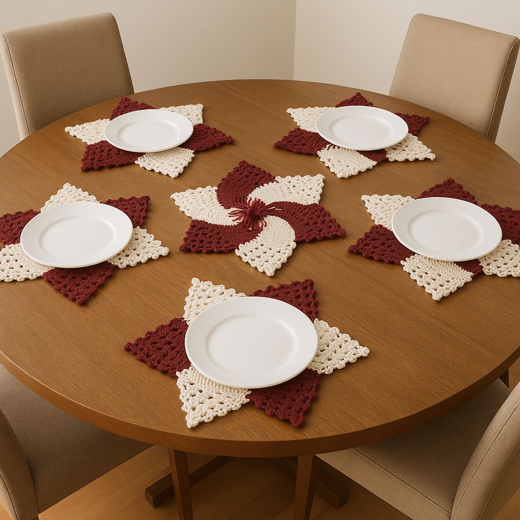 Star Elegance Crochet Plate Mat Set (Pack of 6) view 2