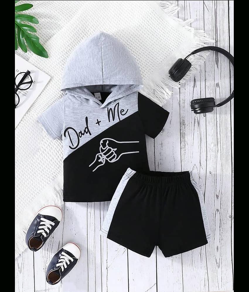 CUTEVIBE Pack of 1 Unisex for Baby Cotton Blend T-Shirt & Shorts ( Grey Melange )