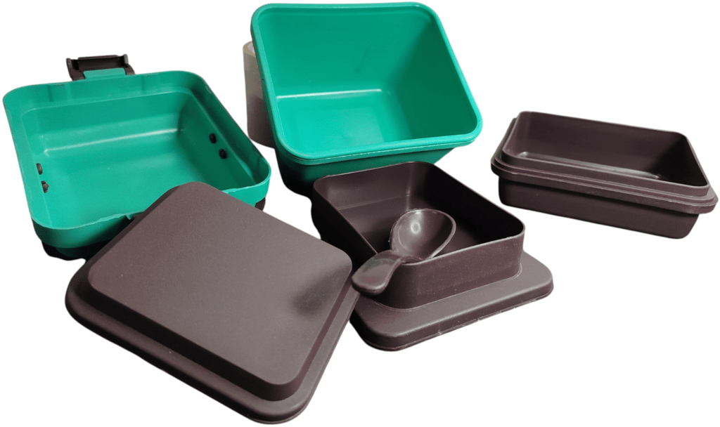 Bento Lunch Box with Handle, 3 Containers Food Grade Plastic Material view 2