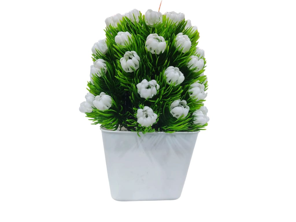 Artificial Potted Plant with White Flowers view 2
