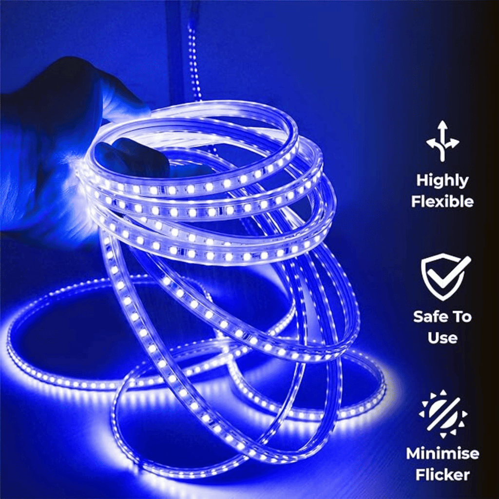 SPARKWORLD LED Rope Light Blue | Waterproof Flexible Strip for Decoration, Outdoor, Balcony, Garden, Festival Lighting | Size: 35 M view 2