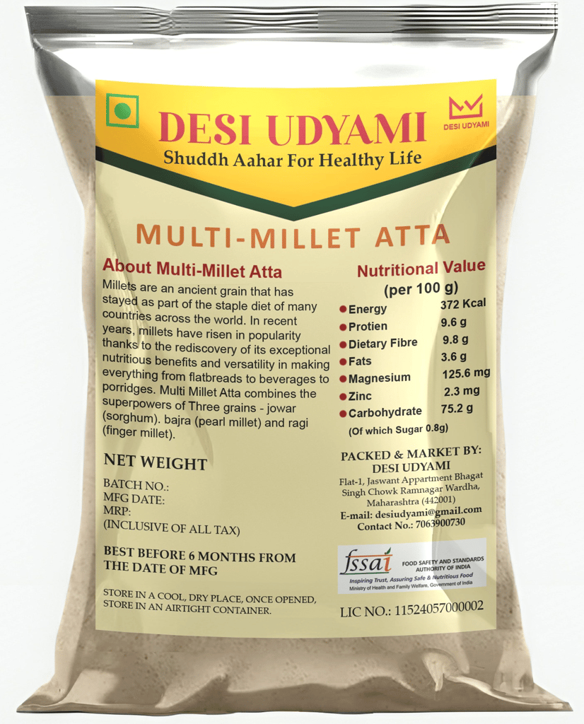 Desi Udyami's Multi Millet Atta - Gluten-Free, Diabetic-Friendly, Weight Loss & Cholesterol Control Flour | 2 kg view 2