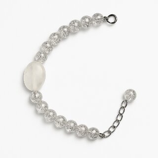 Techiefox Transparent Crystal Beaded Bracelet Featuring Statement Oval Bead Graceful, Light-Catching Jewelry